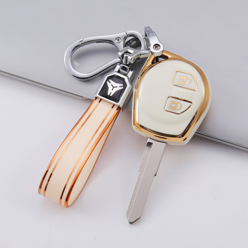 Acto TPU Gold Series Car Key Cover With TPU Gold Key Chain For Suzuki S-Cross
