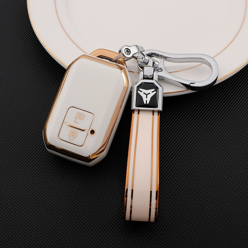 Acto TPU Gold Series Car Key Cover With TPU Gold Key Chain For Suzuki Xl-6