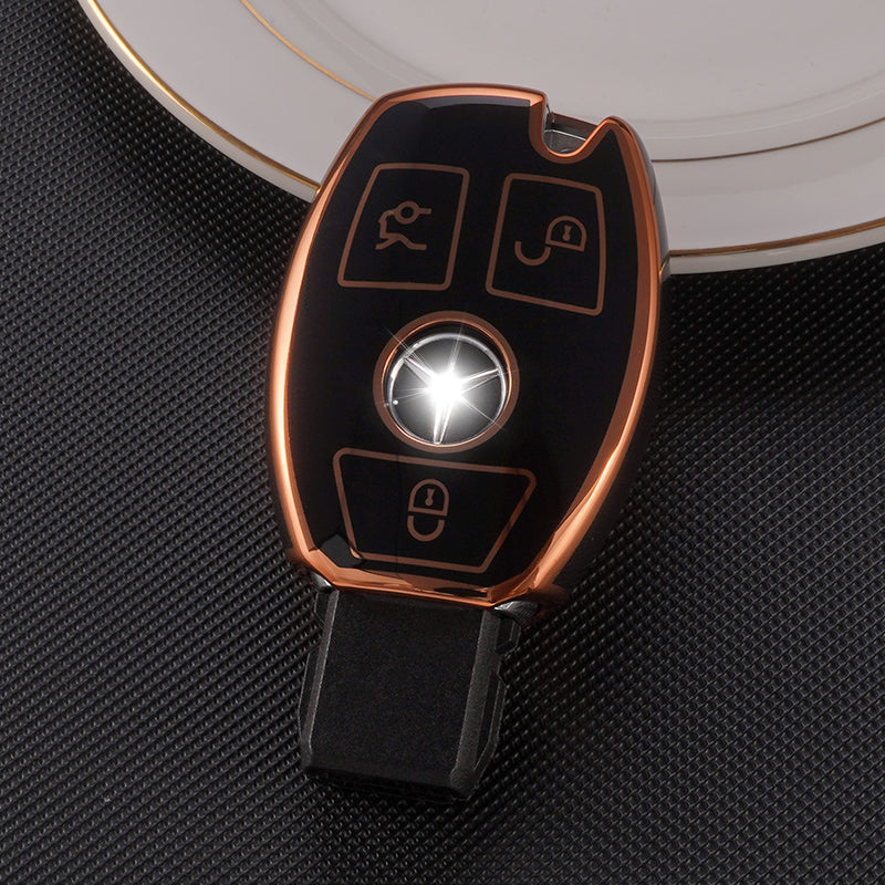 Acto TPU Gold Series Car Key Cover With TPU Gold Key Chain For Mercedes GLS-Class