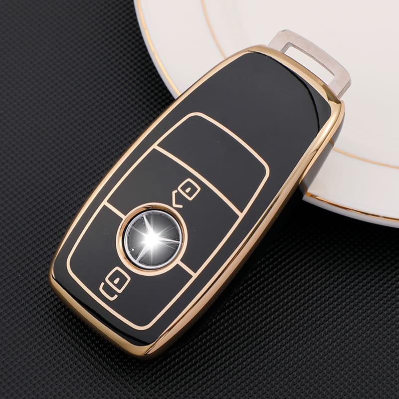 Acto TPU Gold Series Car Key Cover With TPU Gold Key Chain For Mercedes GLC-Class