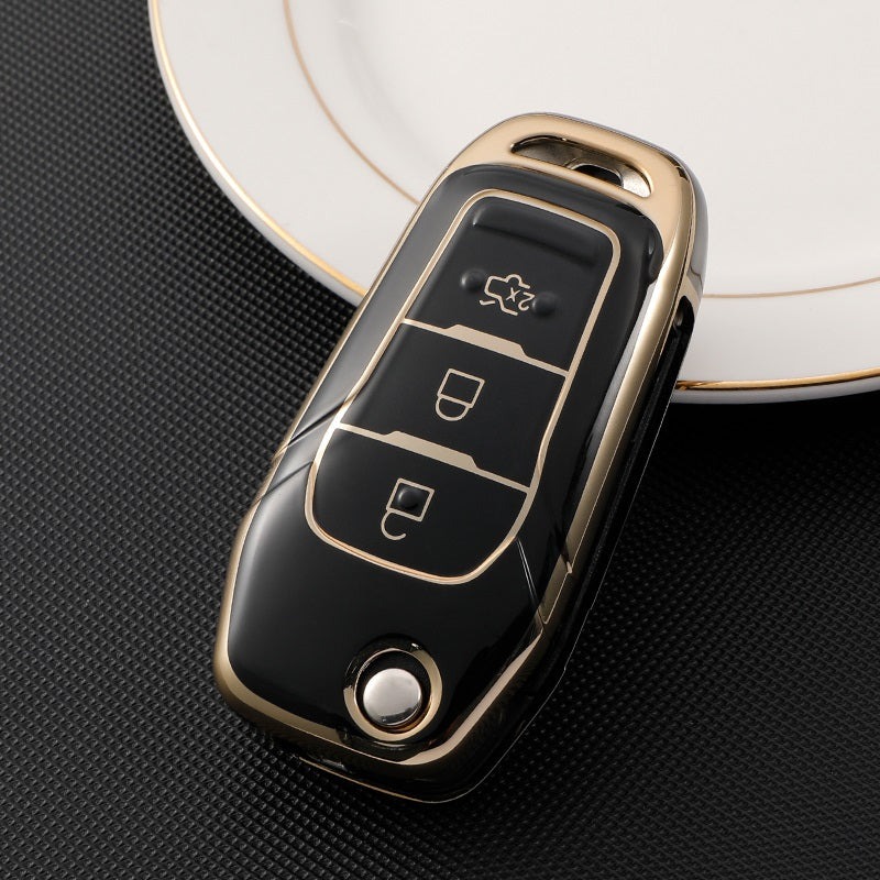 Acto TPU Gold Series Car Key Cover With TPU Gold Key Chain For Ford Aspire Flipkey