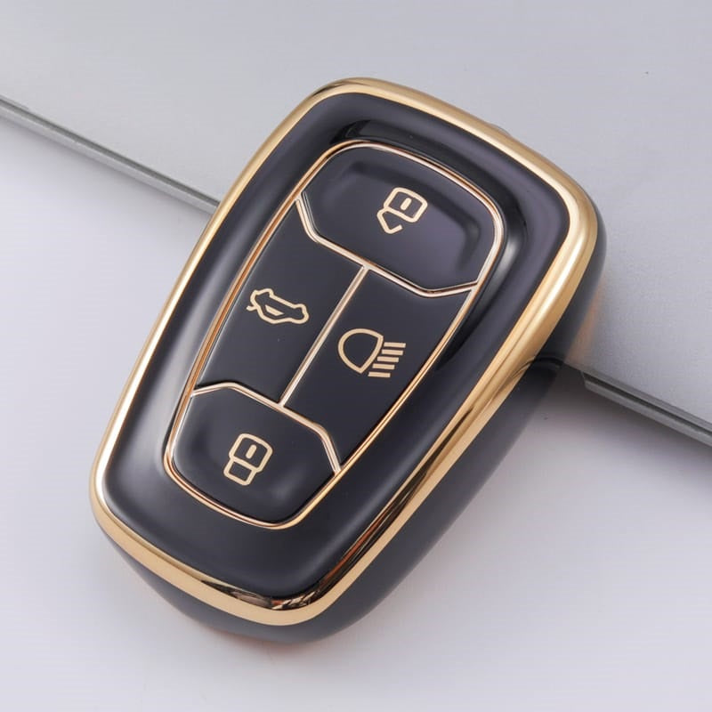 Acto TPU Gold Series Car Key Cover With TPU Gold Key Chain For TATA Harrier