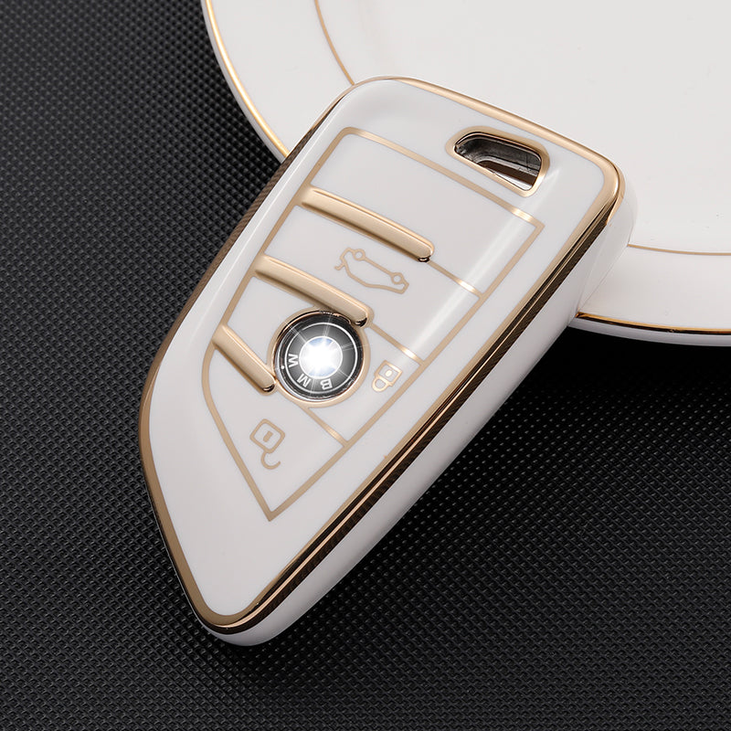 Acto TPU Gold Series Car Key Cover With TPU Gold Key Chain For BMW 4 Series