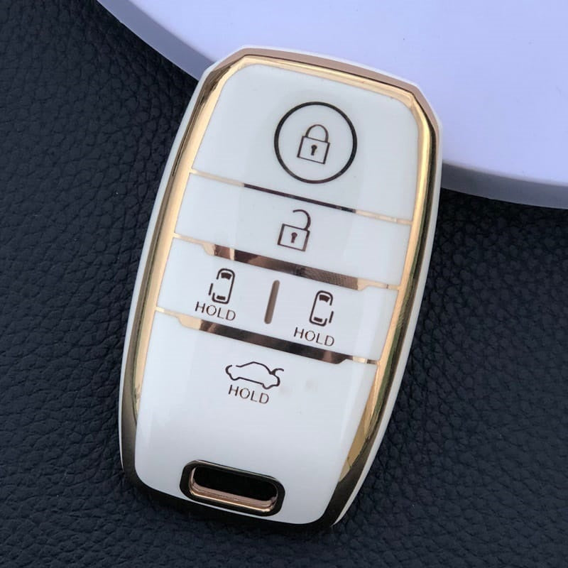 Acto TPU Gold Series Car Key Cover With TPU Gold Key Chain For Kia Carnival