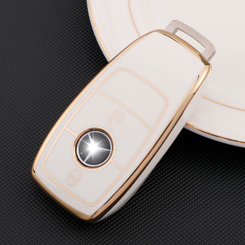 Acto TPU Gold Series Car Key Cover With TPU Gold Key Chain For Mercedes A-Class