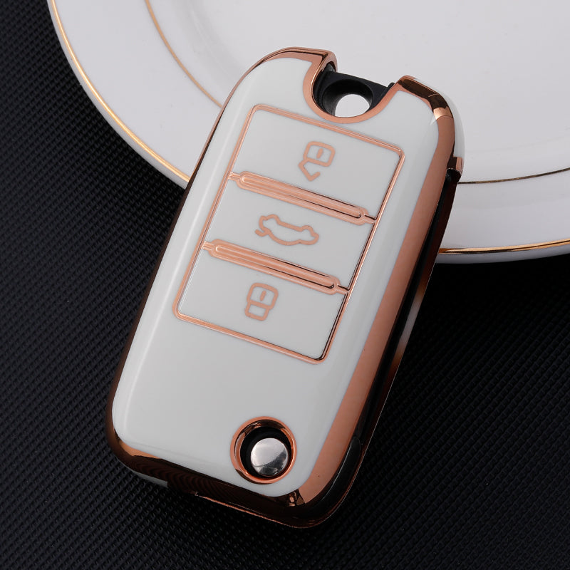 Acto TPU Gold Series Car Key Cover With TPU Gold Key Chain For MG Gloster