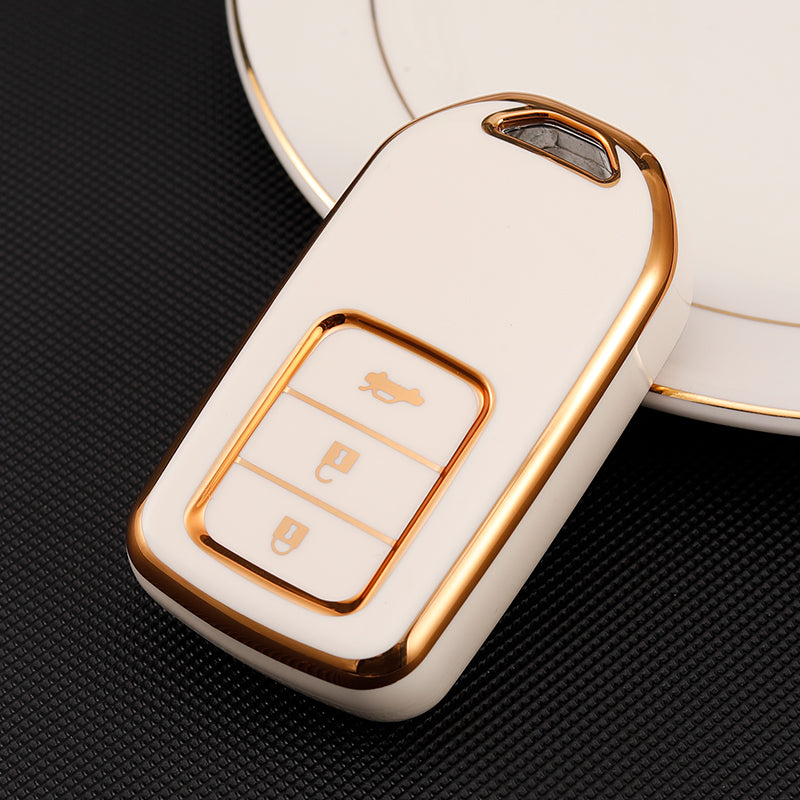 Acto TPU Gold Series Car Key Cover With TPU Gold Key Chain For Honda BR-V