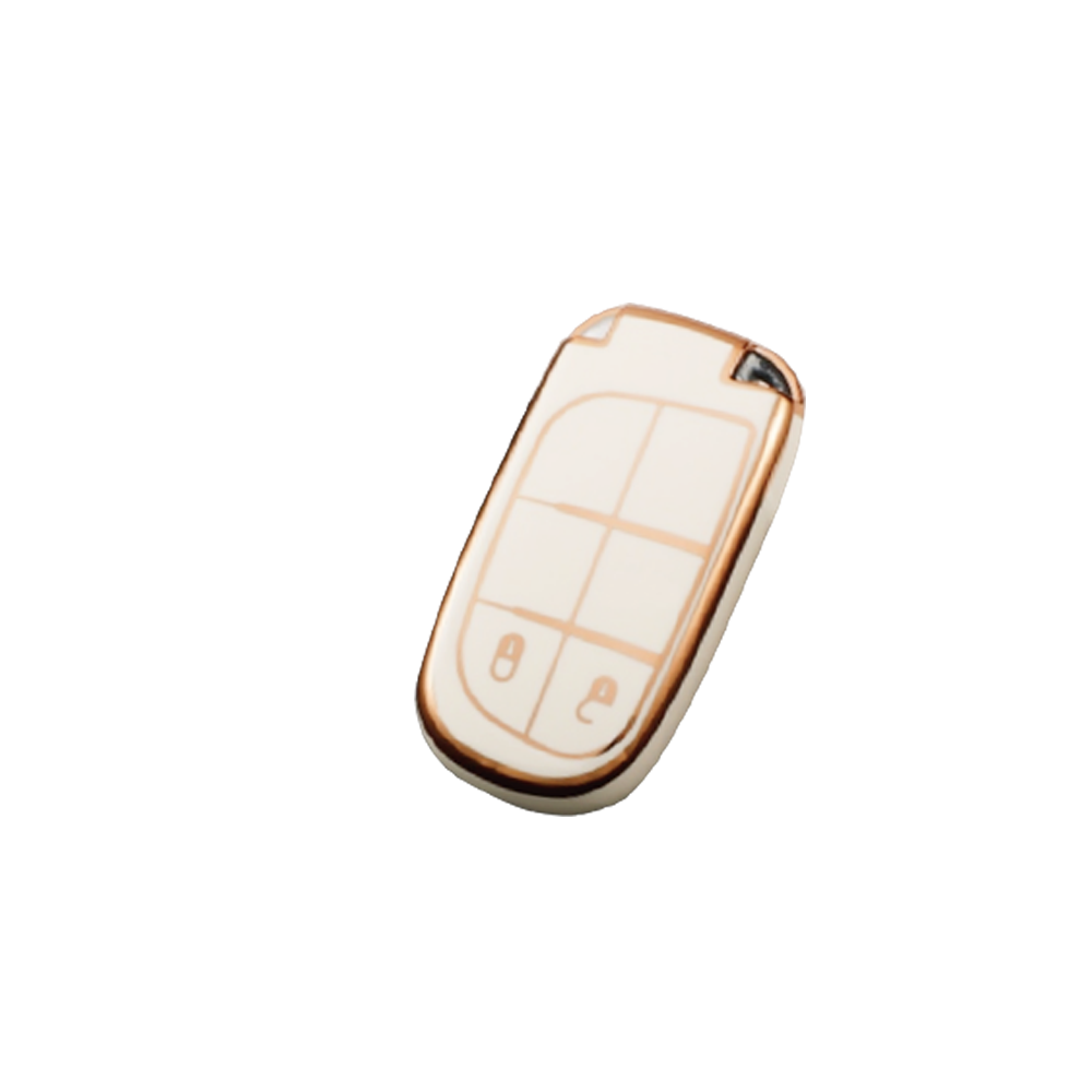 Acto TPU Gold Series Car Key Cover With TPU Gold Key Chain For Jeep Compass