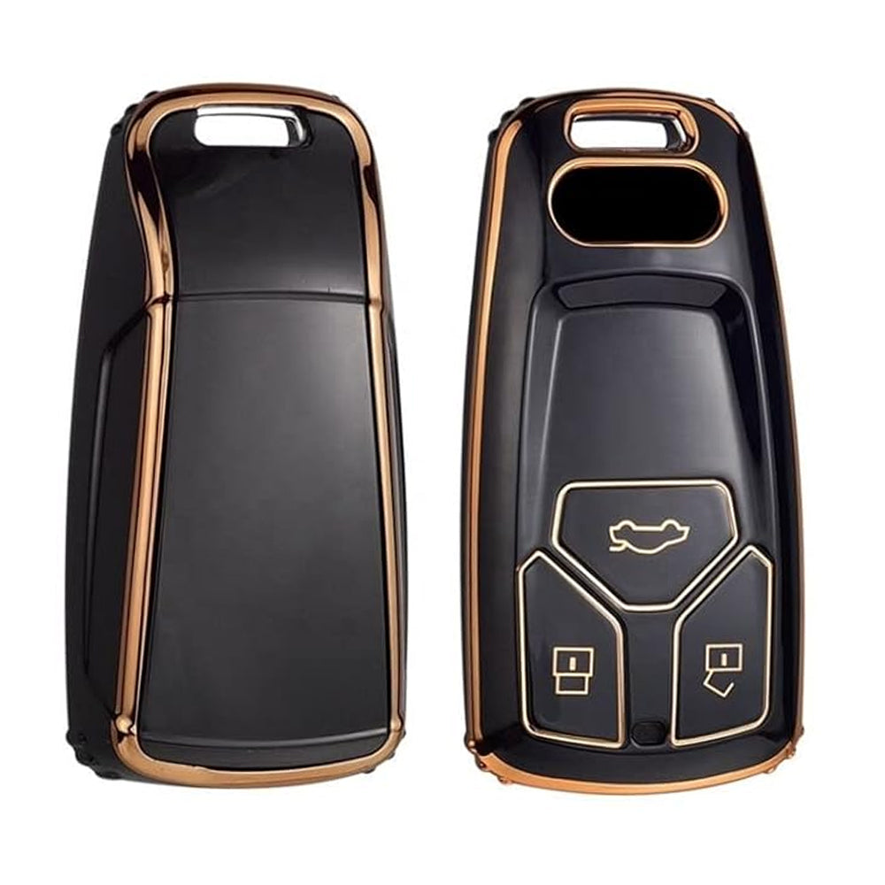 Acto TPU Gold Series Car Key Cover With Diamond Key Ring For Audi A5