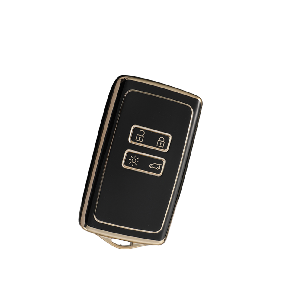 Acto TPU Gold Series Car Key Cover With TPU Gold Key Chain For Renault Koleos