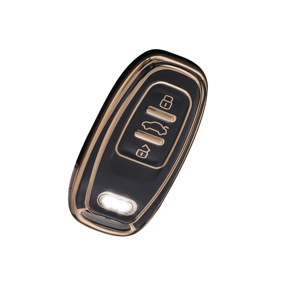 Acto TPU Gold Series Car Key Cover With TPU Gold Key Chain For Audi A8