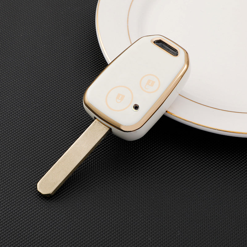 Acto TPU Gold Series Car Key Cover With TPU Gold Key Chain For Honda Civic