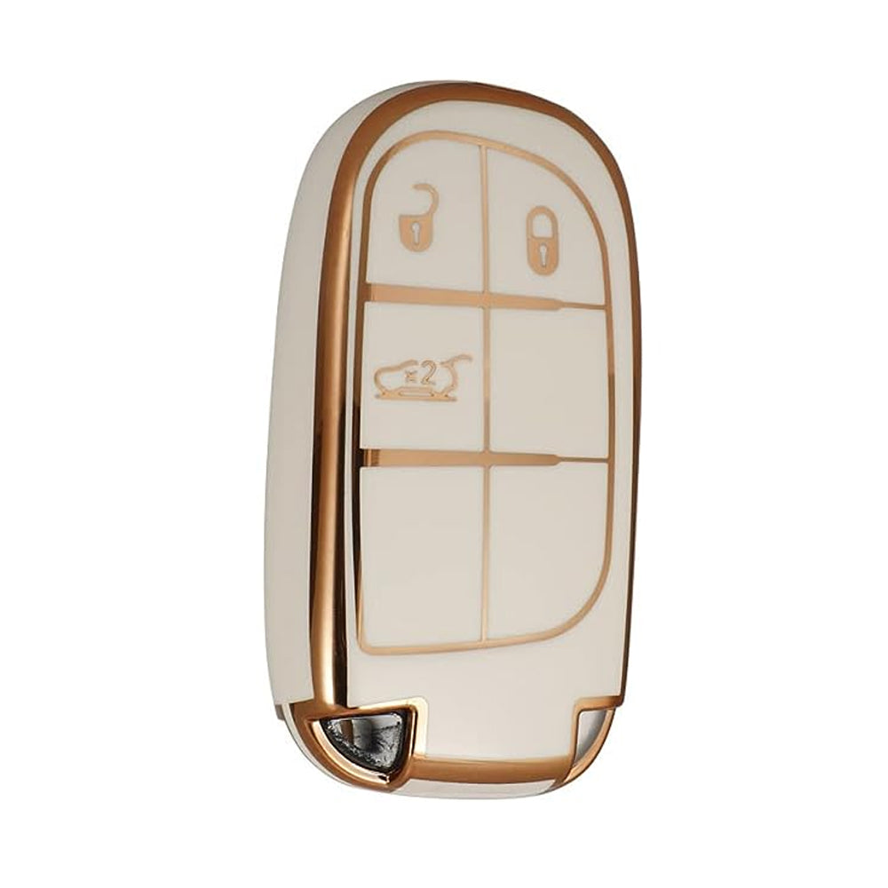 Acto TPU Gold Series Car Key Cover With Diamond Key Ring For Jeep Compass Traihawk