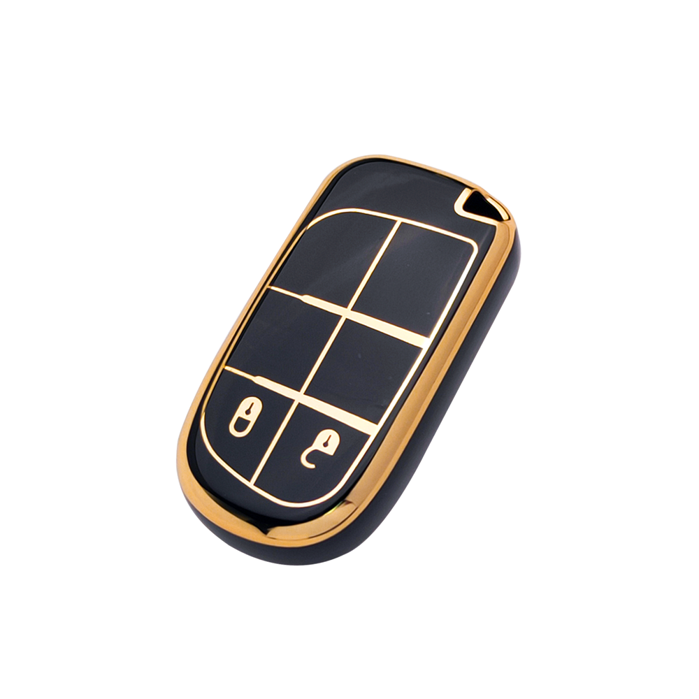 Acto TPU Gold Series Car Key Cover With TPU Gold Key Chain For Jeep Compass Traihawk