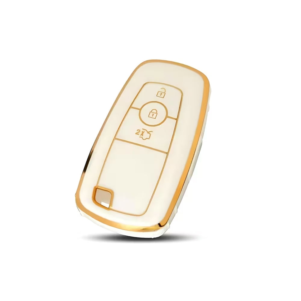Acto TPU Gold Series Car Key Cover With Diamond Key Ring For Ford Endeavour