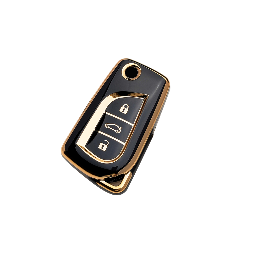 Acto TPU Gold Series Car Key Cover With Diamond Key Ring For Toyota Crysta