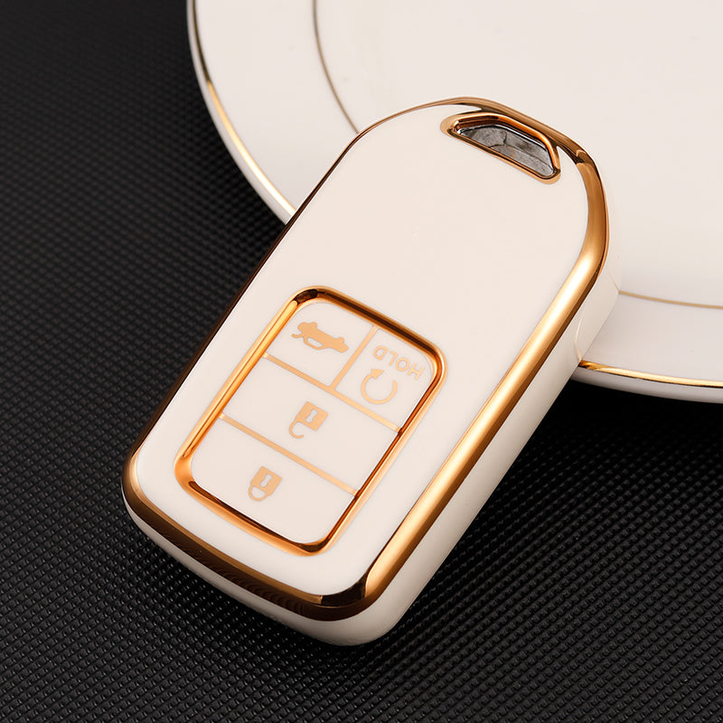 Acto TPU Gold Series Car Key Cover With TPU Gold Key Chain For Honda City