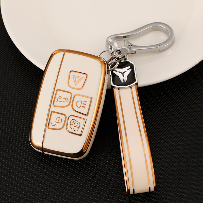 Acto TPU Gold Series Car Key Cover With TPU Gold Key Chain For Land Rover Discovery