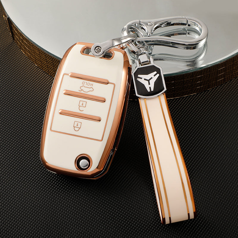 Acto TPU Gold Series Car Key Cover With TPU Gold Key Chain For Kia Sonet 2020