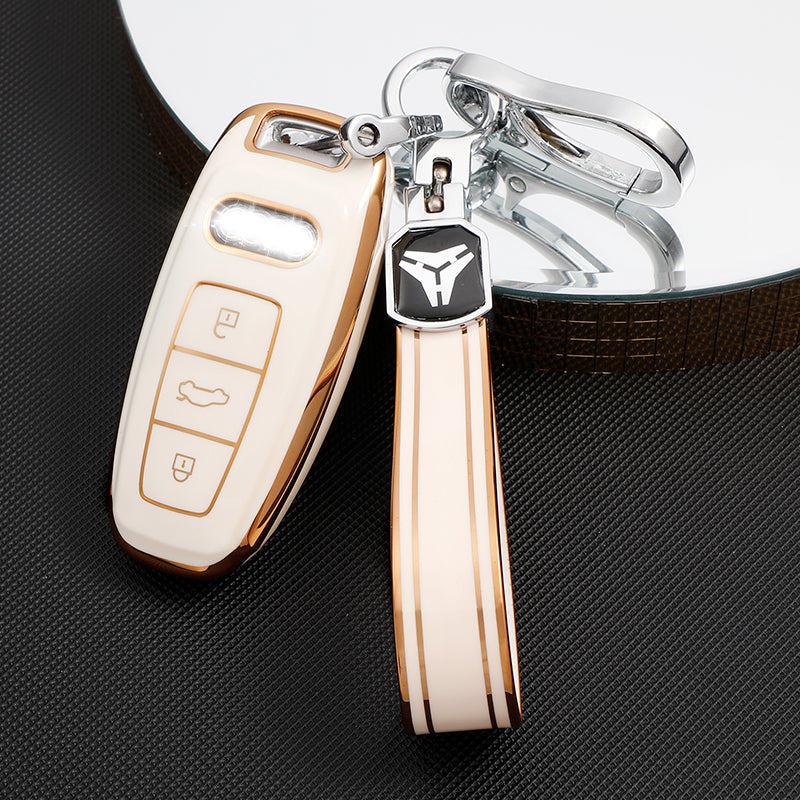 Acto TPU Gold Series Car Key Cover With TPU Gold Key Chain For Audi RS5