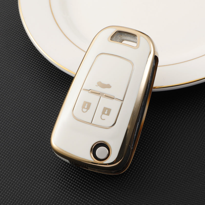 Acto TPU Gold Series Car Key Cover With Diamond Key Ring For Chevrolet Cruze