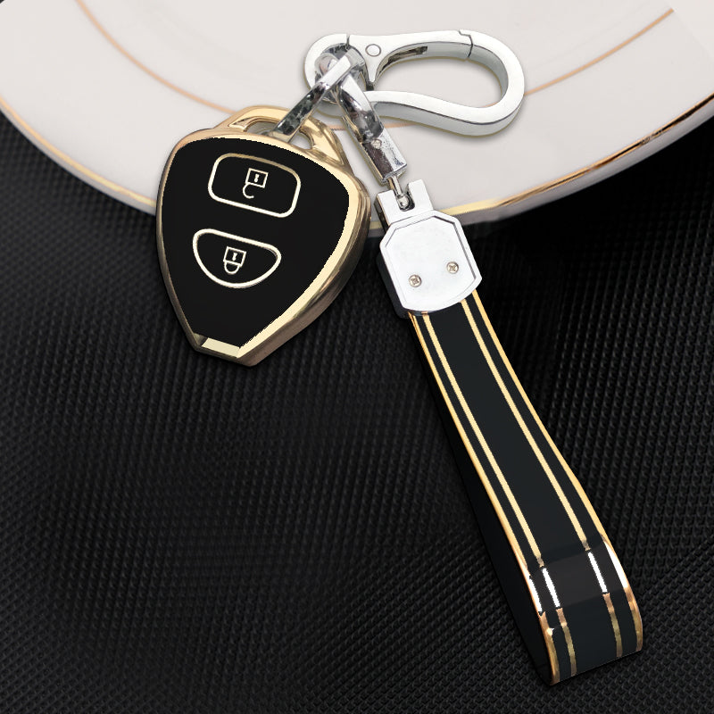 Acto TPU Gold Series Car Key Cover With TPU Gold Key Chain For Toyota Innova