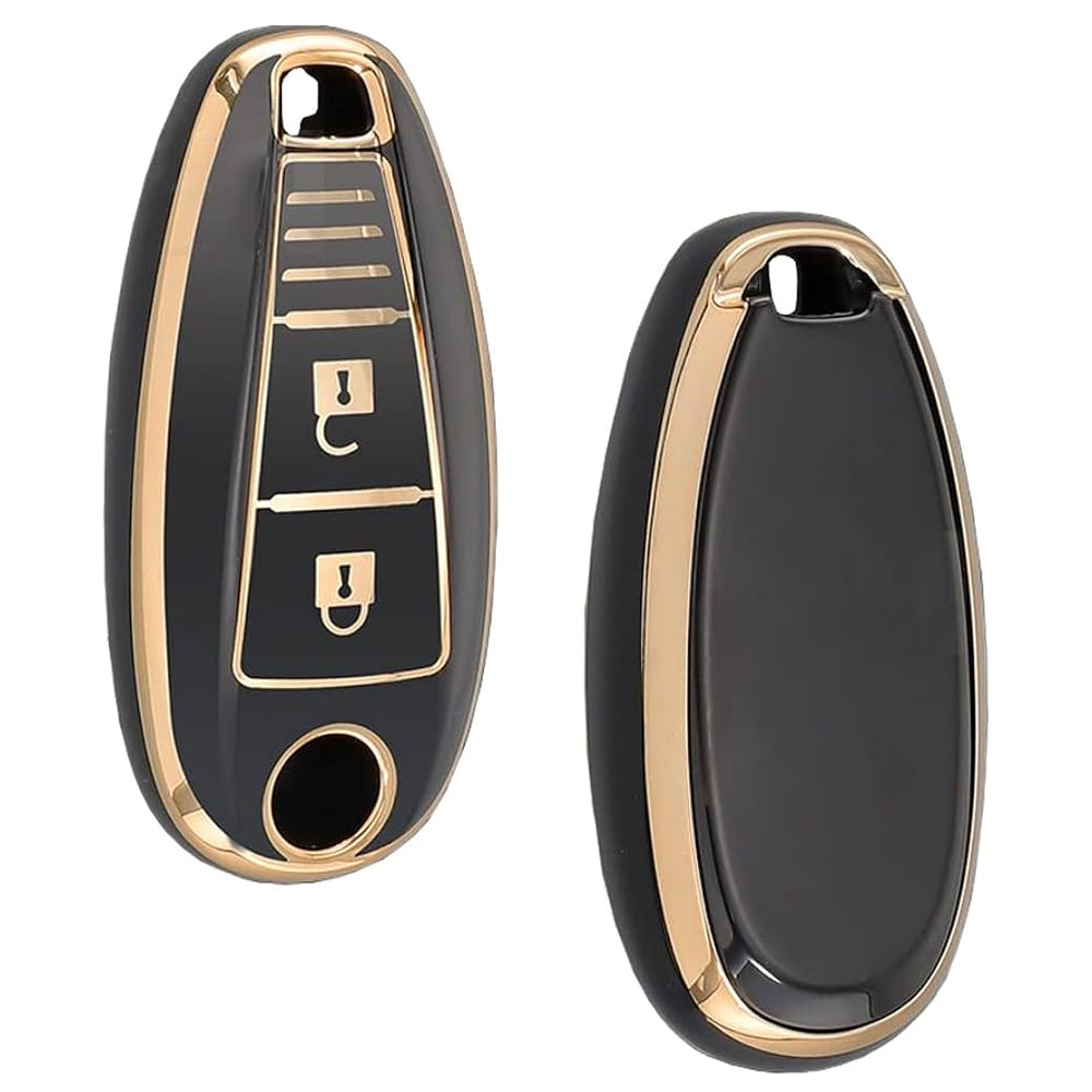 Acto TPU Gold Series Car Key Cover With Diamond Key Ring For Suzuki Ignis