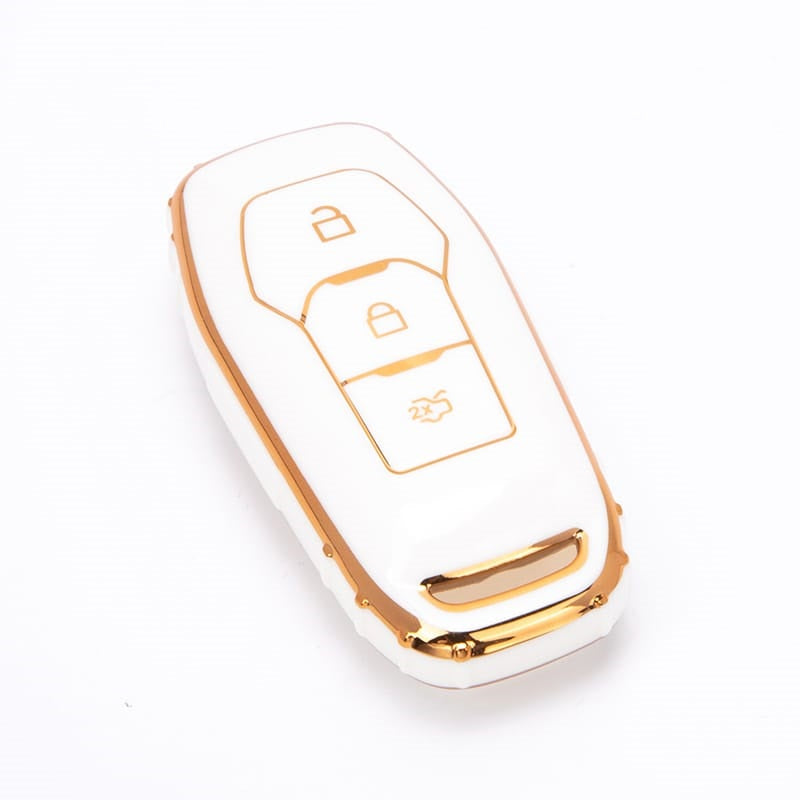 Acto TPU Gold Series Car Key Cover With TPU Gold Key Chain For Ford Figo Aspire