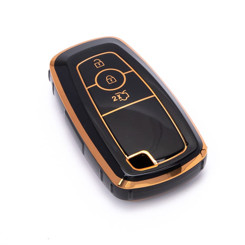 Acto TPU Gold Series Car Key Cover With Diamond Key Ring For Ford New Ecosport
