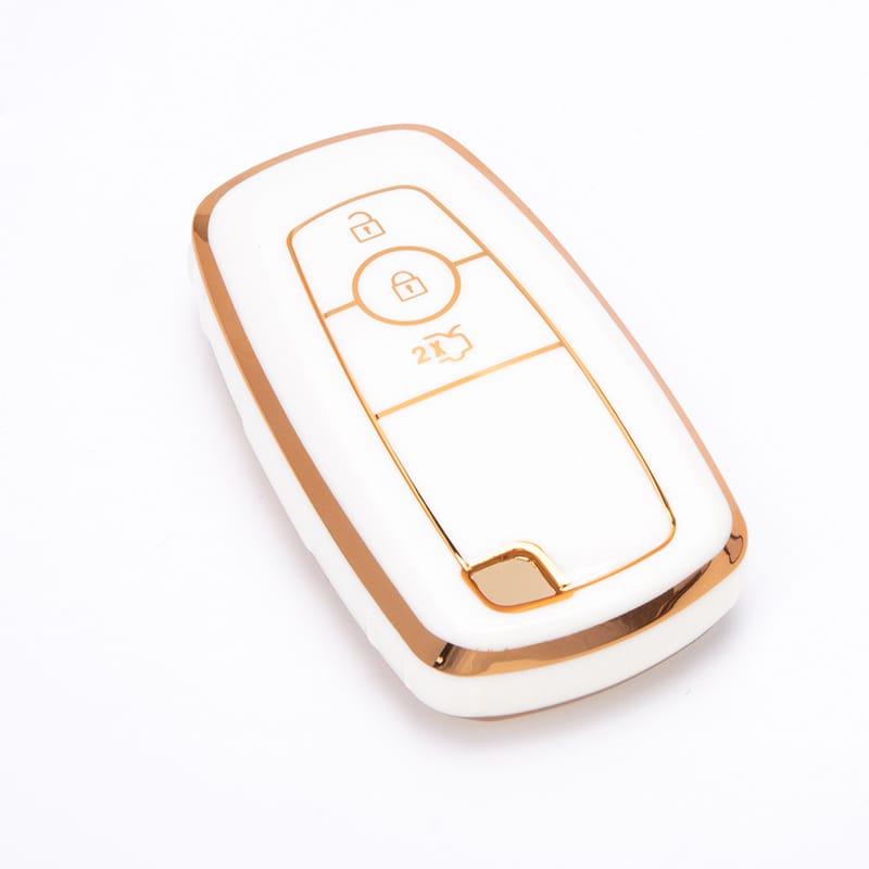 Acto TPU Gold Series Car Key Cover With TPU Gold Key Chain For Ford New Ecosport