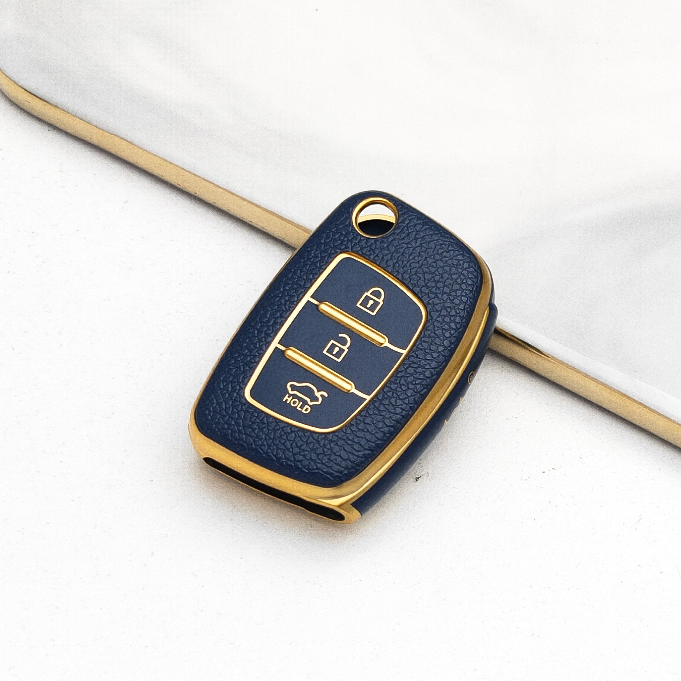 Acto Car Key Cover TPU Leather Grain For Hyundai Xcent 2019