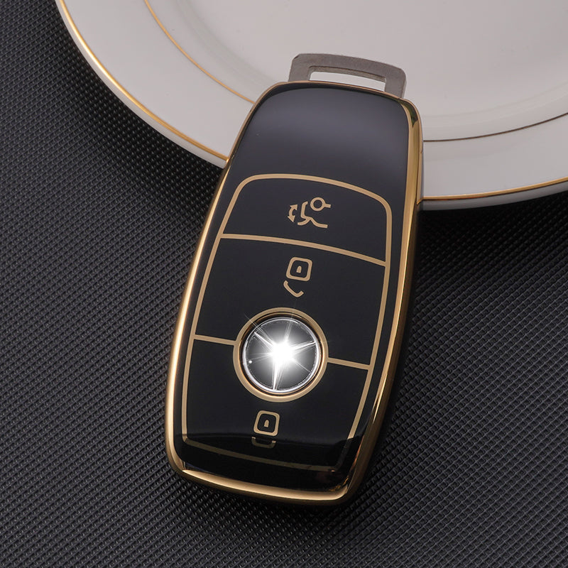 Acto TPU Gold Series Car Key Cover With TPU Gold Key Chain For Mercedes M-Class