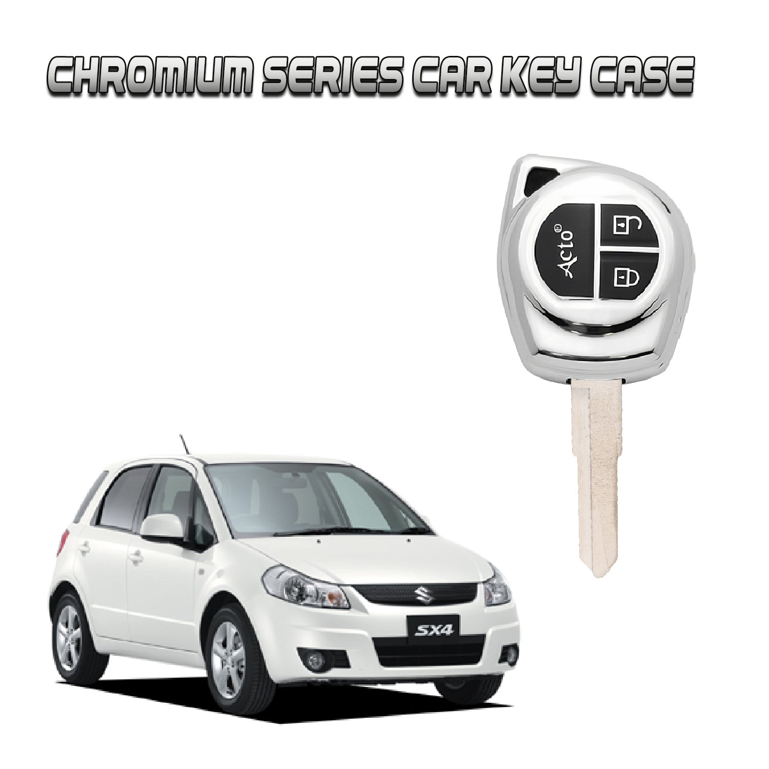 Acto Car Key Cover Chromium Series Compatible with SX4