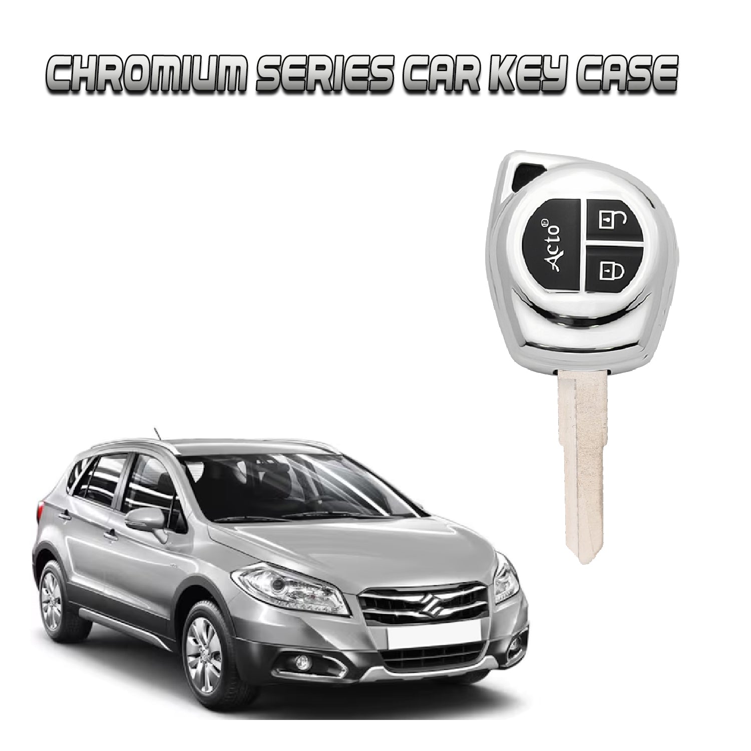 Acto Car Key Cover Chromium Series Compatible with S-Cross