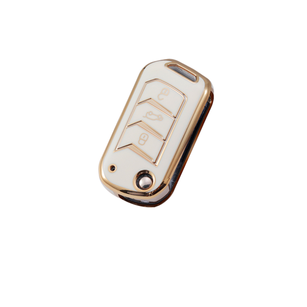 Acto TPU Gold Series Car Key Cover With TPU Gold Key Chain For Mahindra Bolero 2020+