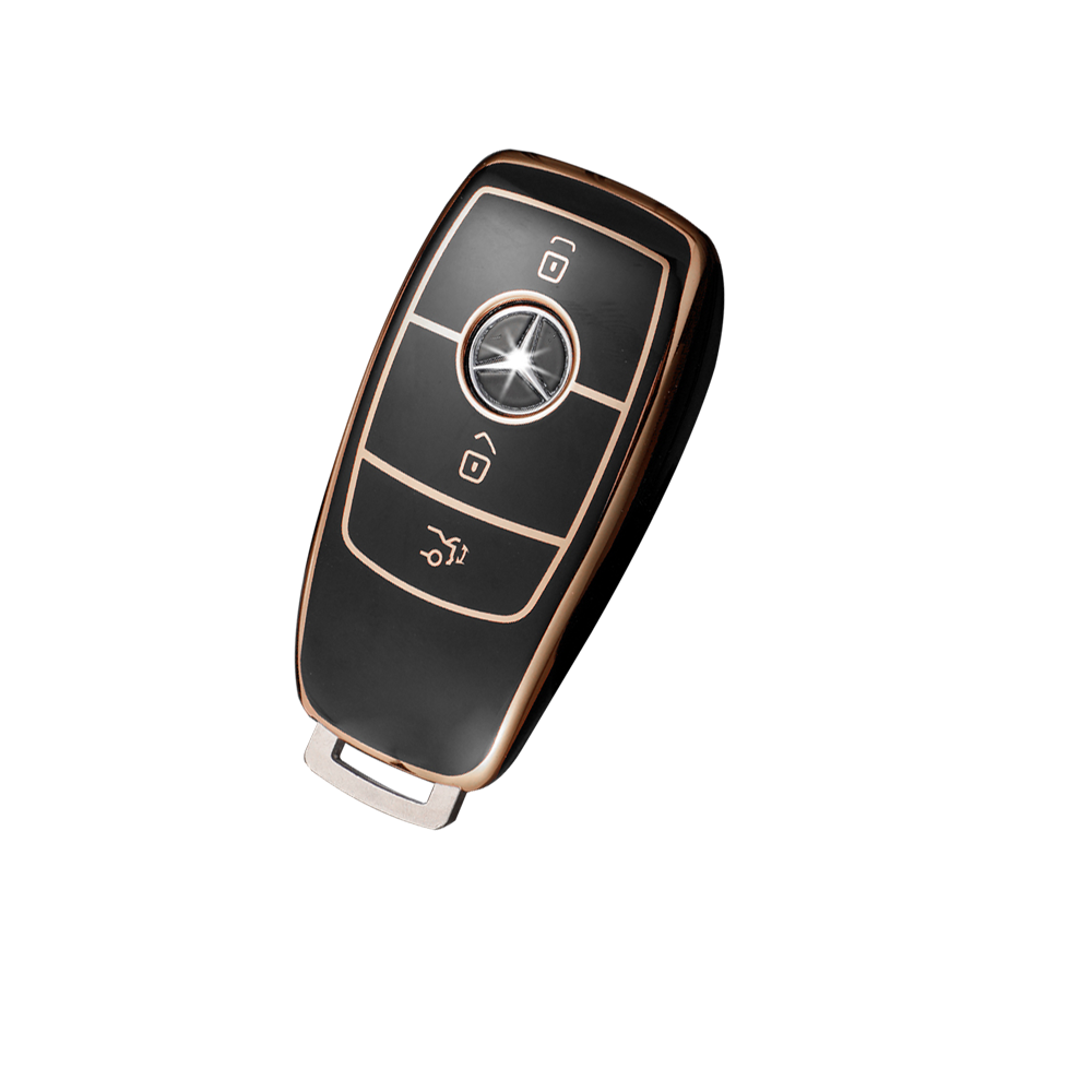Acto TPU Gold Series Car Key Cover With TPU Gold Key Chain For Mercedes E-Class