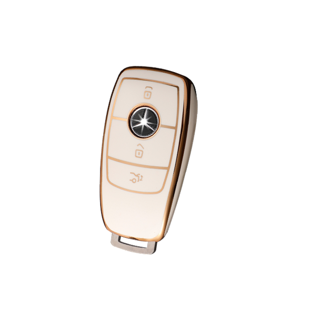 Acto TPU Gold Series Car Key Cover With TPU Gold Key Chain For Mercedes E-Class