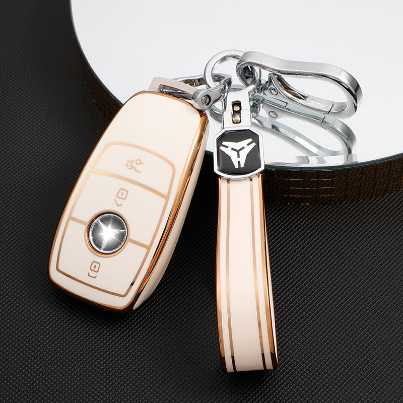 Acto TPU Gold Series Car Key Cover With TPU Gold Key Chain For Mercedes M-Class