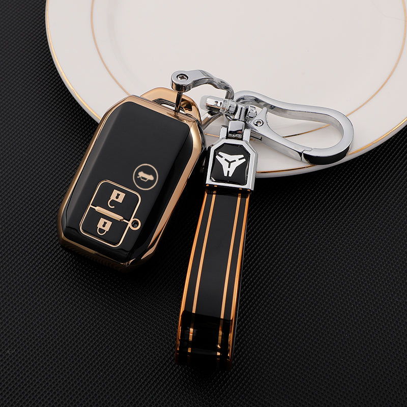 Acto TPU Gold Series Car Key Cover With TPU Gold Key Chain For Suzuki New Dzire